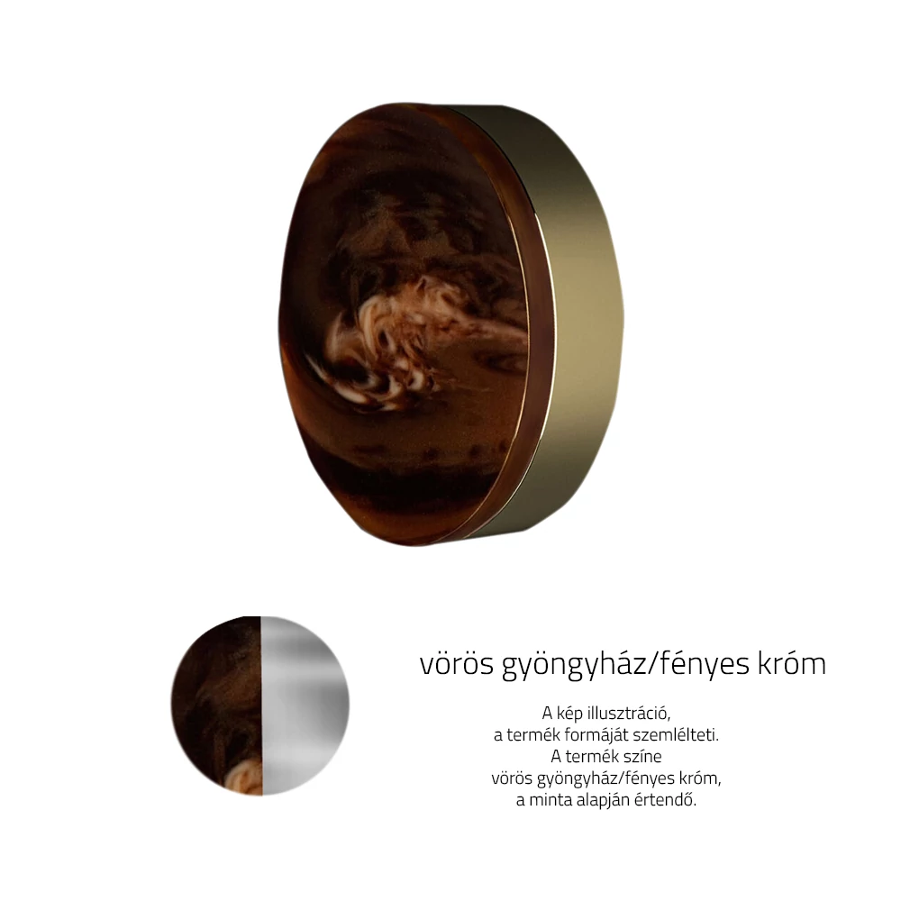 Glass Design PERLA Tondo vörös gyöngyház / fényes króm bútorfogantyú Ø 40mm PERLATCRF4DM40