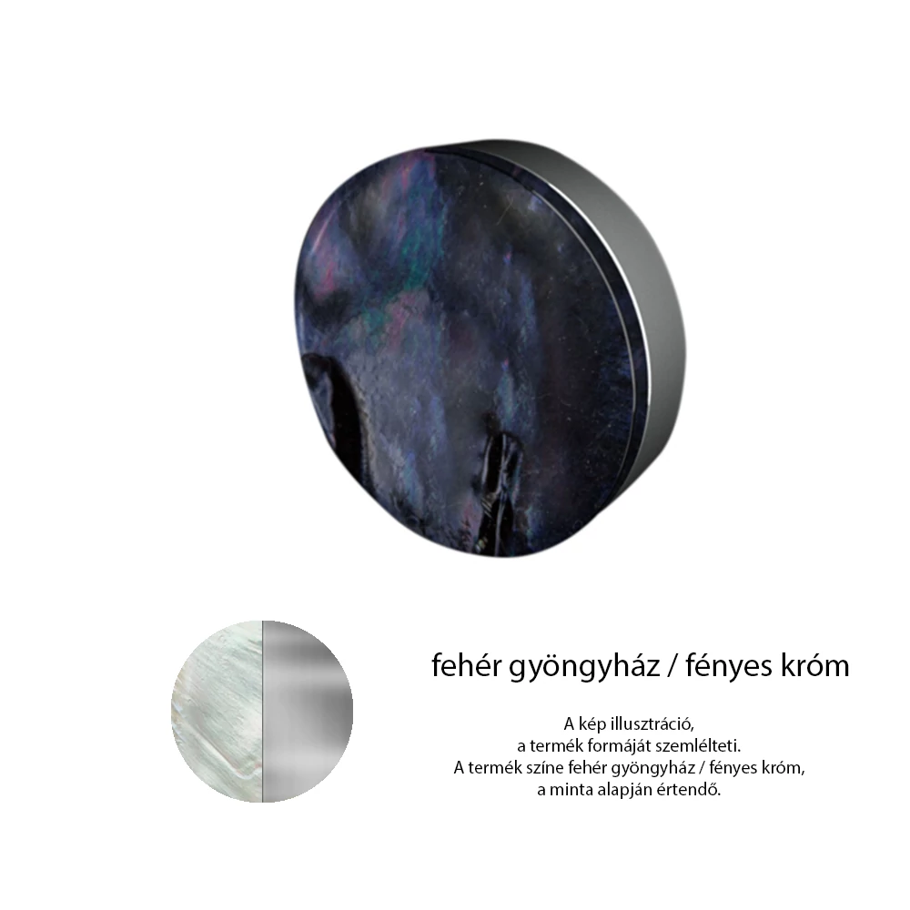 Glass Design PERLA Tondo fehér gyöngyház / fényes króm bútorfogantyú Ø 40mm PERLATMPF4DM40