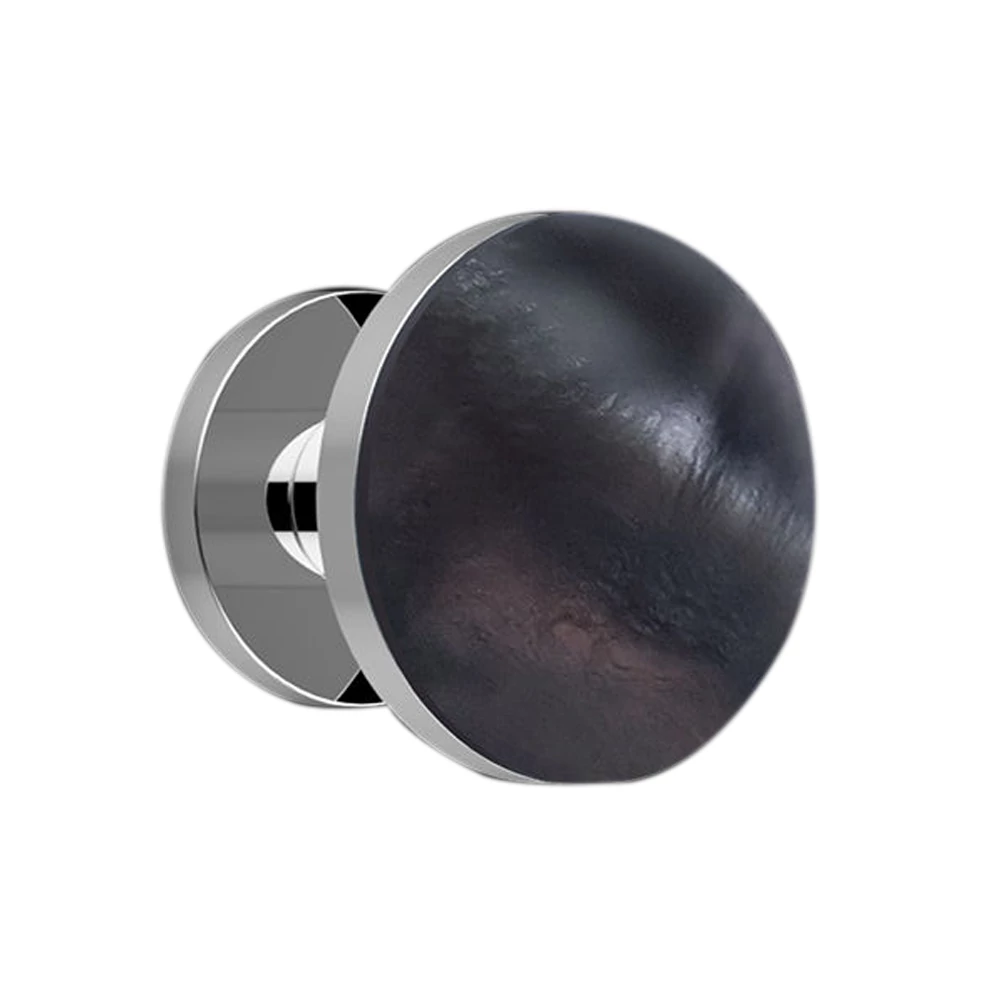 Glass Design Perla XL fekete gyöngyház / fényes króm körrozettás fix ajtógomb PERLAXLSMF4