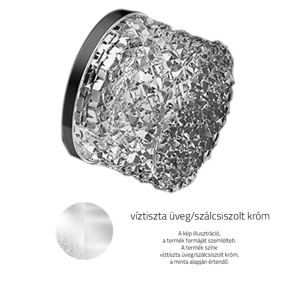 Glass Design PRINCESS víztiszta üveg / szálcsiszolt króm bútorfogantyú PRINCESSKT01F8