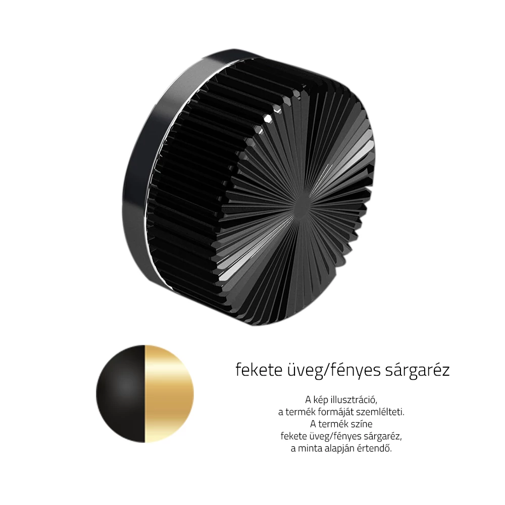 Glass Design RAY Pull fekete üveg / fényes sárgaréz körrozettás fix ajtógomb RAYPULLT35F1