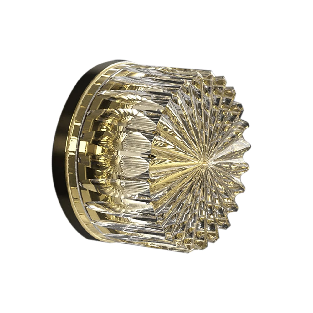 Glass Design RAY víztiszta üveg / polírozott sárgaréz bútorfogantyú Ø 42 mm RAYKT01F1