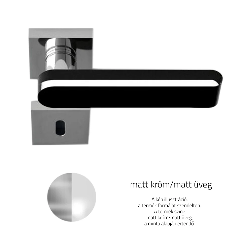 Glass Design ROUND Home matt üveg / matt króm négyzetrozettás kilincsgarnitúra ROUNDHTS01F8OP9