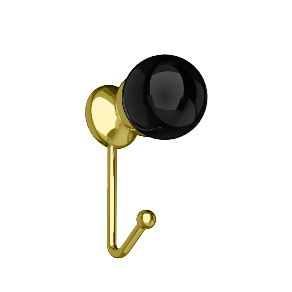 Glass Design SFERA COAT P707 fekete üveg / polírozott sárgaréz akasztó Ø 40 mm P707T35F1