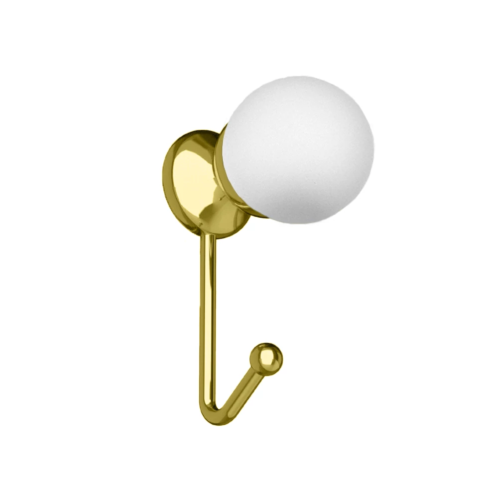 Glass Design SFERA COAT P707 matt fehér üveg / polírozott sárgaréz akasztó Ø 40 mm P707S01F1