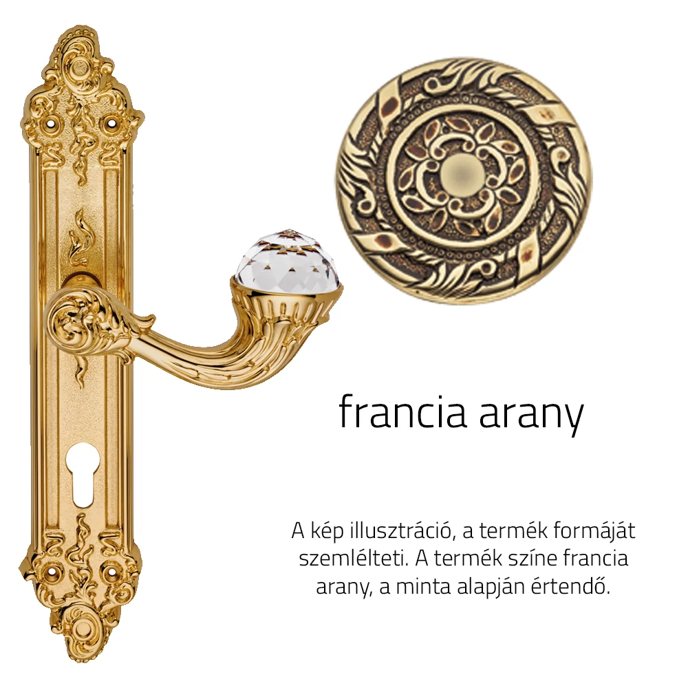 Linea Cali Brilliant Crystal francia arany hosszúcímes kilincsgarnitúra 1526 PL OF