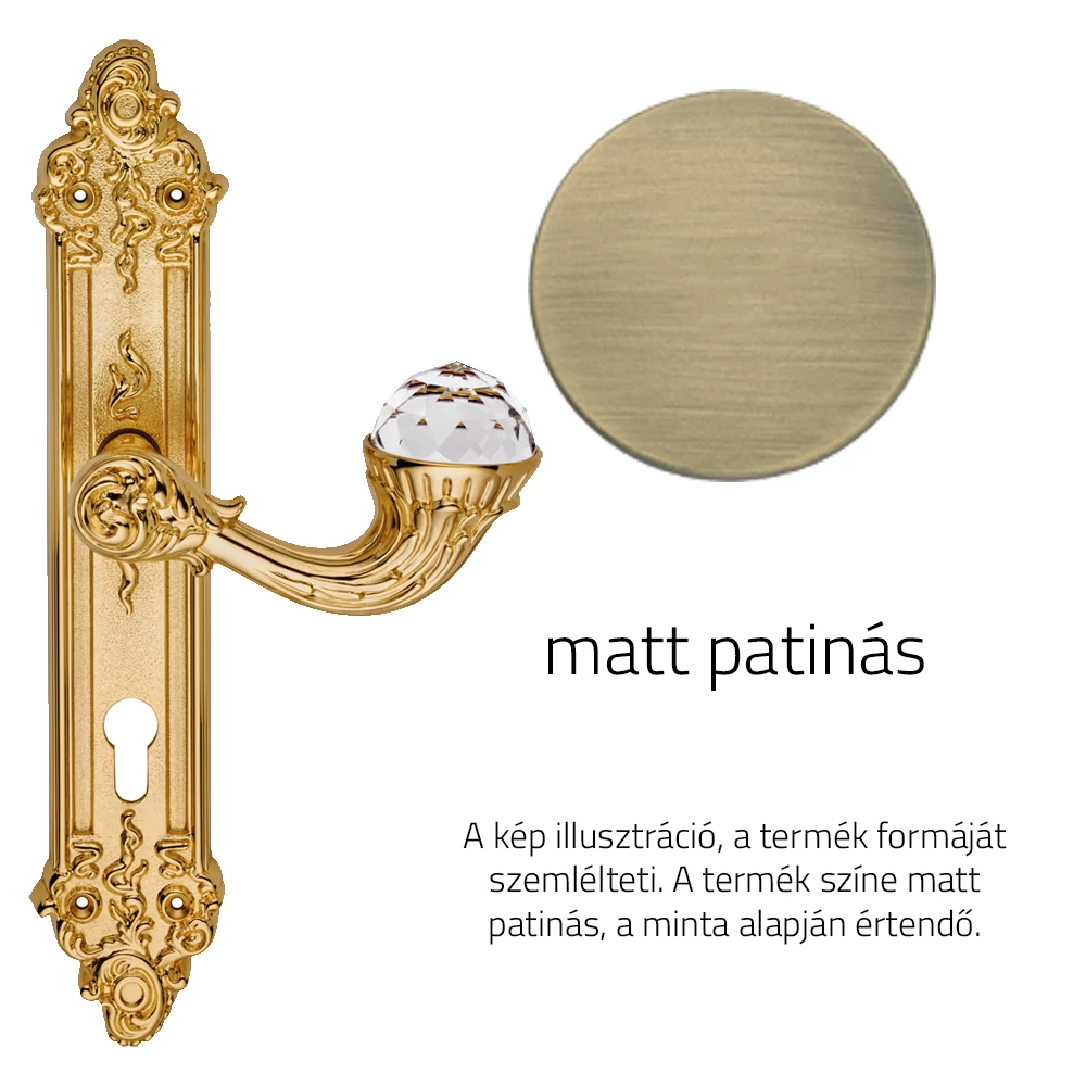 Linea Cali Brilliant Crystal matt patinás hosszúcímes kilincsgarnitúra 1526 PL PM