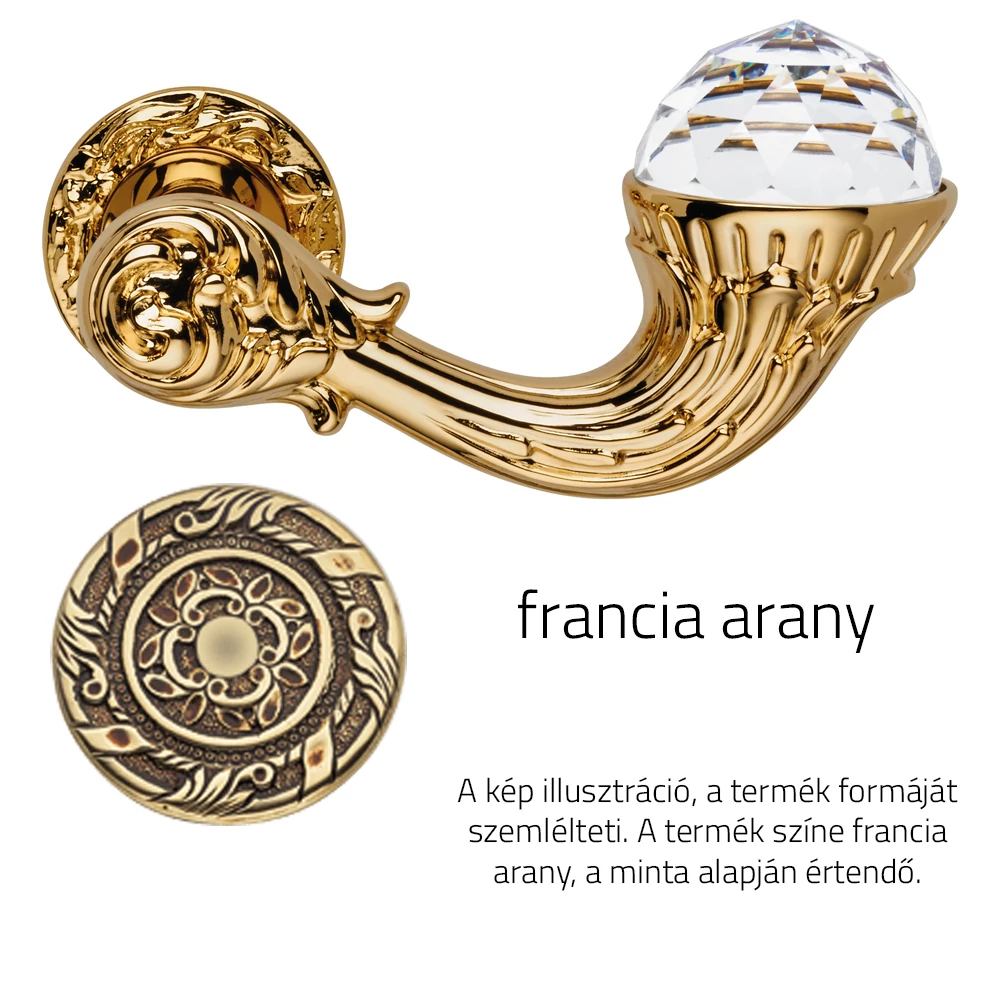 Linea Cali Brilliant Crystal francia arany körrozettás kilincsgarnitúra 1526 RB 113 OF