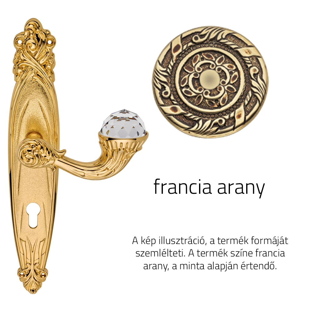Linea Cali Brilliant Crystal francia arany hosszúcímes kilincsgarnitúra 1531 PL OF