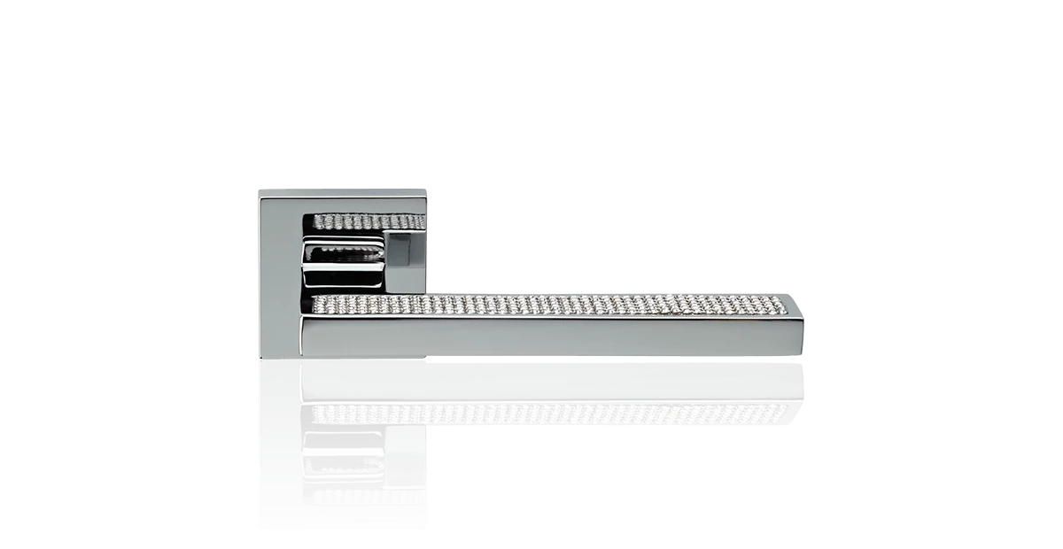 Linea Cali Sintesi Mesh fényes króm négyzetrozettás kilincsgarnitúra 1301 RB 019 CR