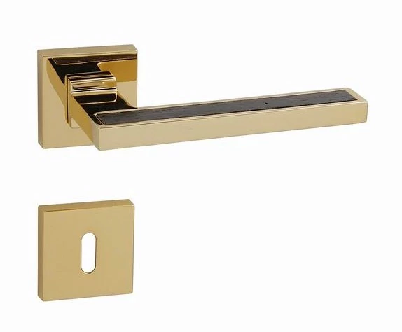 Linea Cali Sintesi Wengé aranyozott négyzetrozettás kilincsgarnitúra 1304 RB 019 OZ