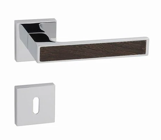 Linea Cali Zen Wengé fényes króm négyzetrozettás kilincsgarnitúra 1158 RB 019 CR