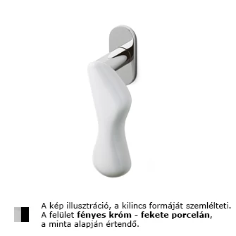 Olivari Chelsea fényes króm - fekete porcelán ablakfélkilincs K232B