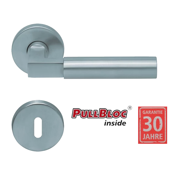 Scoop 1016 Bauhaus PB inox körrozettás kilincsgarnitúra