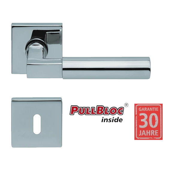 Scoop 1016 Bauhaus PB polírozott inox négyzetrozettás kilincsgarnitúra