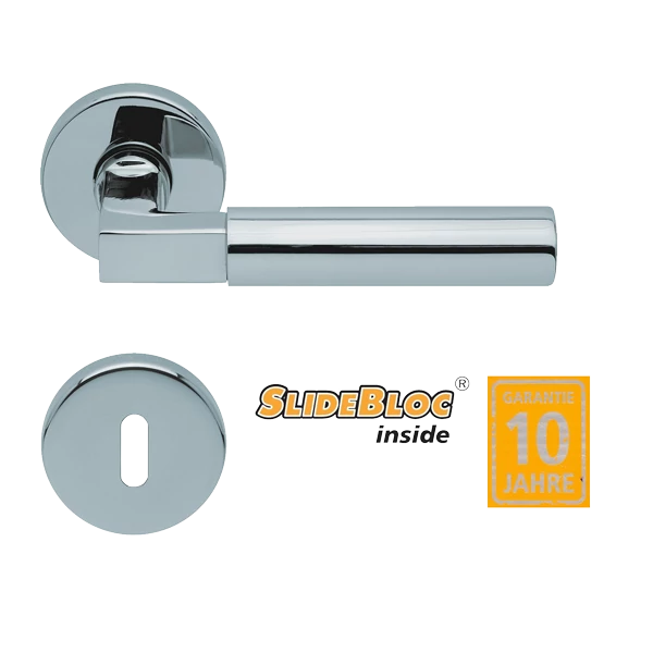 Scoop 1016 Bauhaus SB polírozott inox körrozettás kilincsgarnitúra