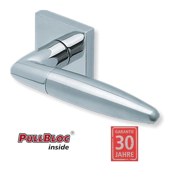 Scoop 1007 Optima PB polírozott inox négyzetrozettás kilincsgarnitúra