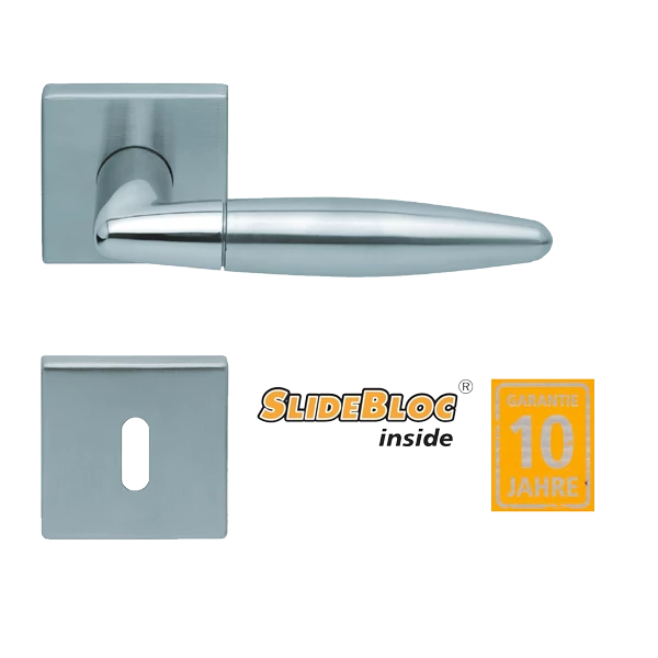 Scoop 1007 Optima SB matt inox - polírozott inox kilincsgarnitúra négyzetrozettával
