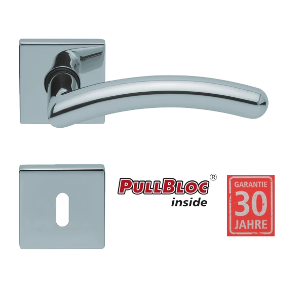Scoop 1084 Prima PB polírozott inox négyzetrozettás kilincsgarnitúra