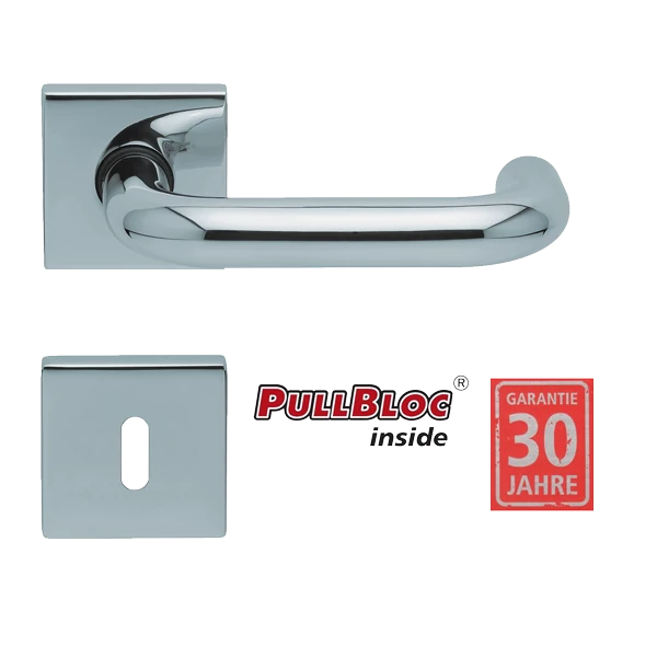 Scoop 1104 Rondo PB polírozott inox négyzetrozettás kilincsgarnitúra