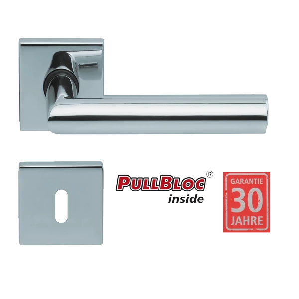 Scoop 1106 Thema PB polírozott inox négyzetrozettás kilincsgarnitúra