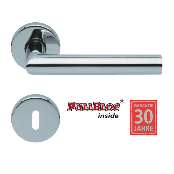 Scoop 1106 Thema PB polírozott inox körrozettás kilincsgarnitúra