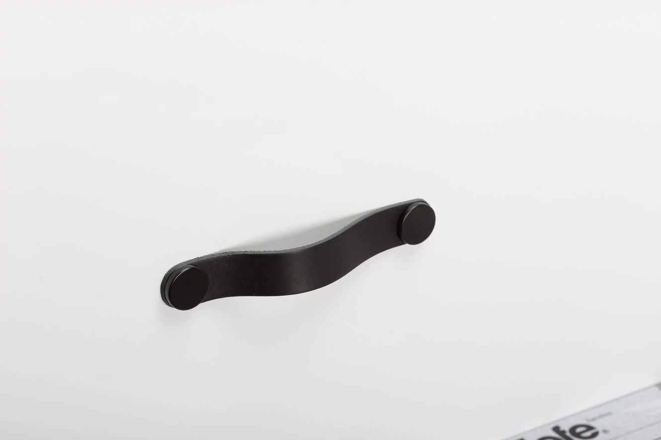 Viefe FLEXA fogantyú 128 mm, bőr-fém, fekete bőr + fekete