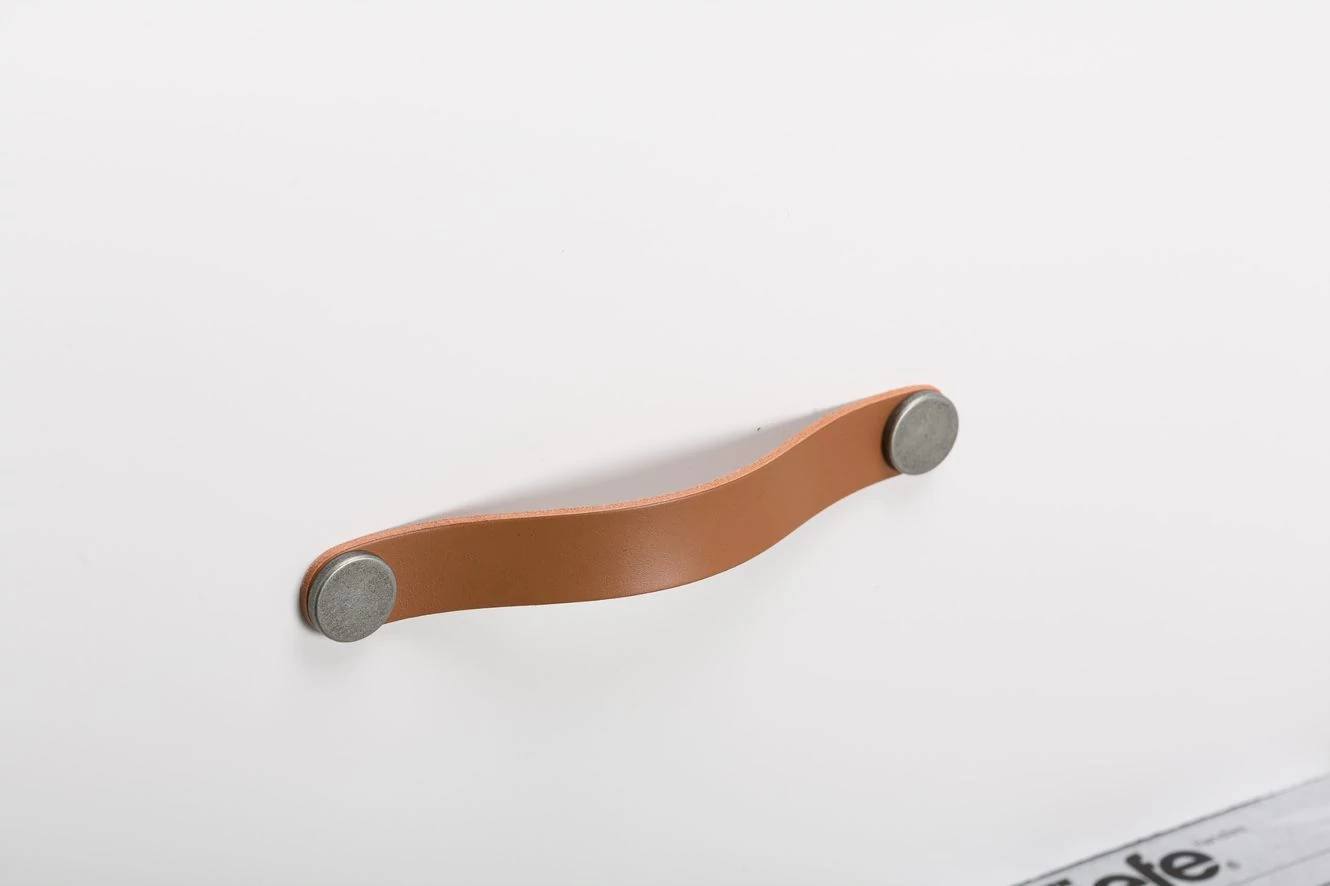 Viefe FLEXA fogantyú 160 mm, bőr-fém, bézs bőr + ónszürke