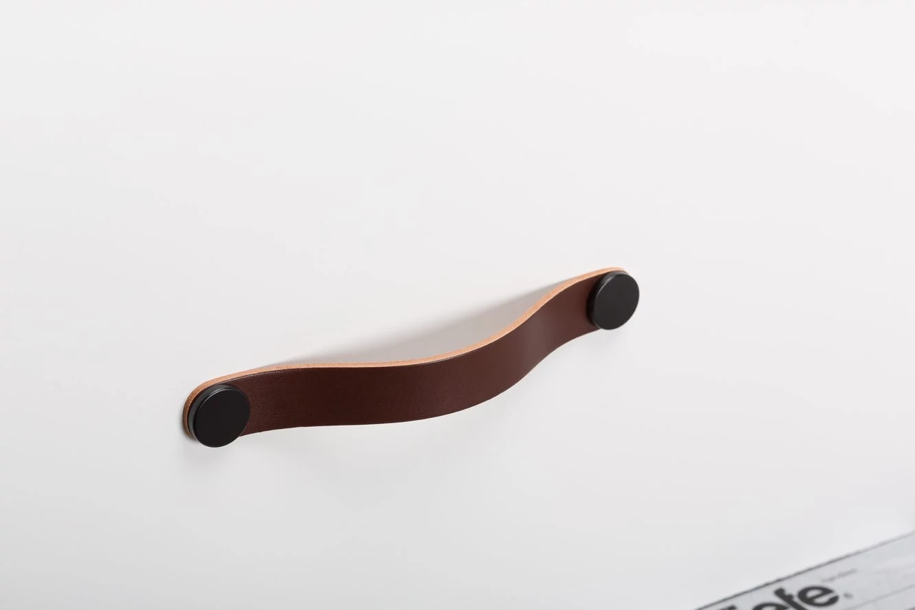 Viefe FLEXA fogantyú 160 mm, bőr-fém, barna bőr + fekete