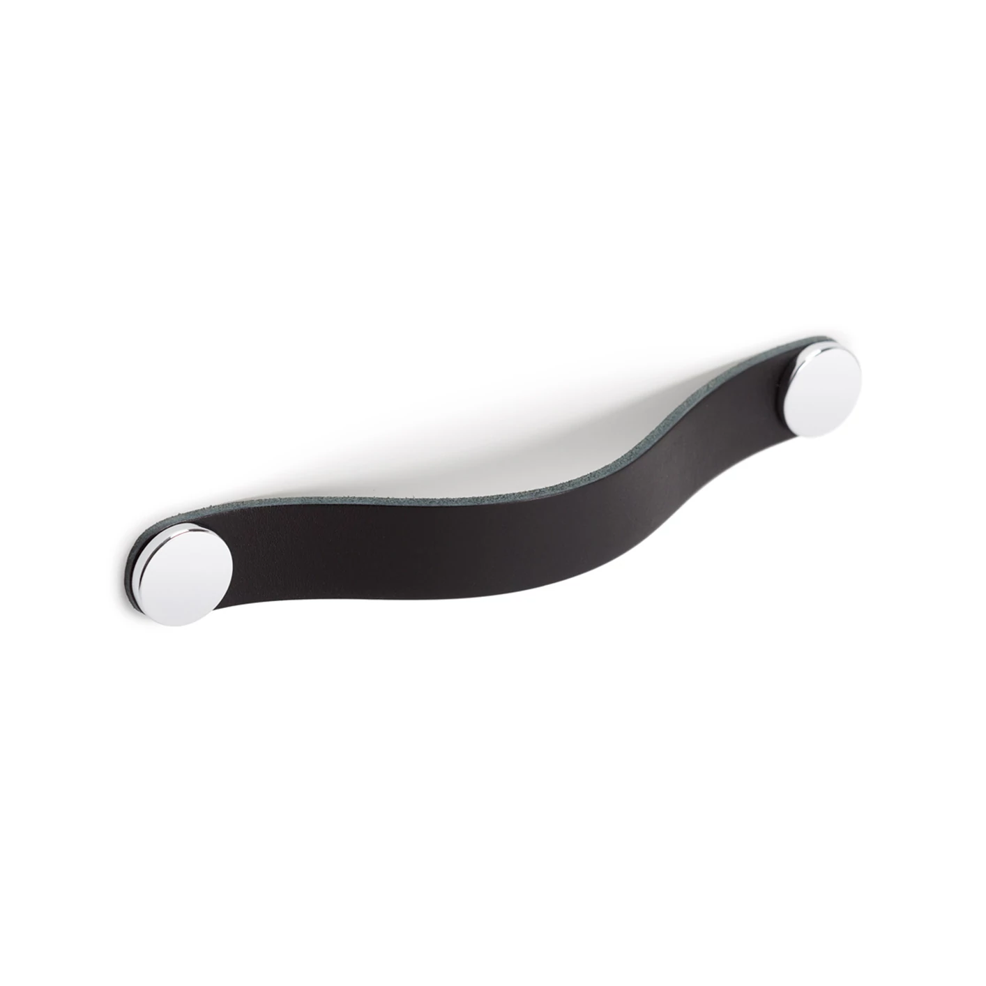 Viefe FLEXA fogantyú 160 mm, bőr-fém, fekete bőr + fényes króm
