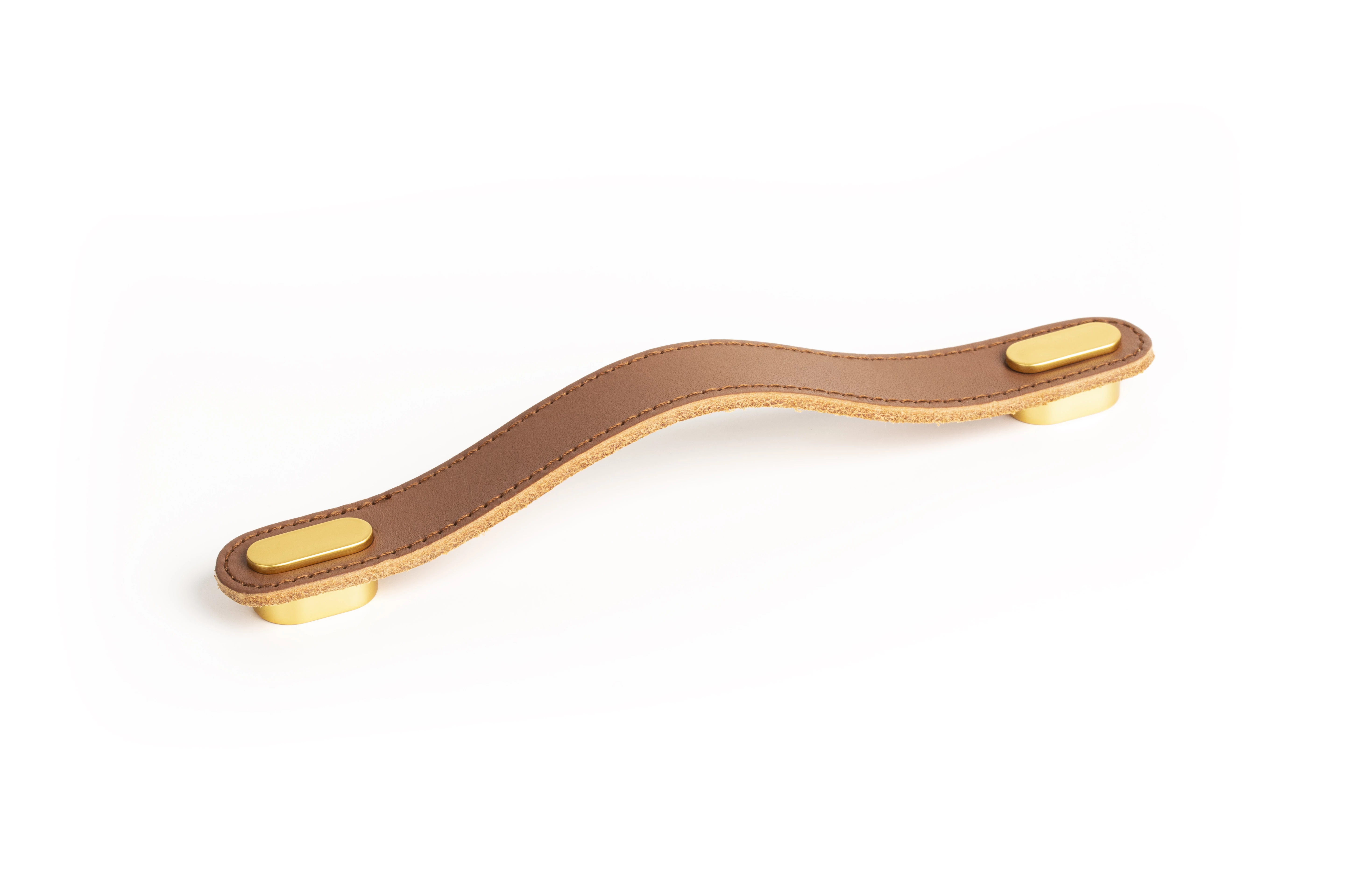 Viefe OBLONG fogantyú 160 mm, bőr-fém, bézs bőr + fényes arany