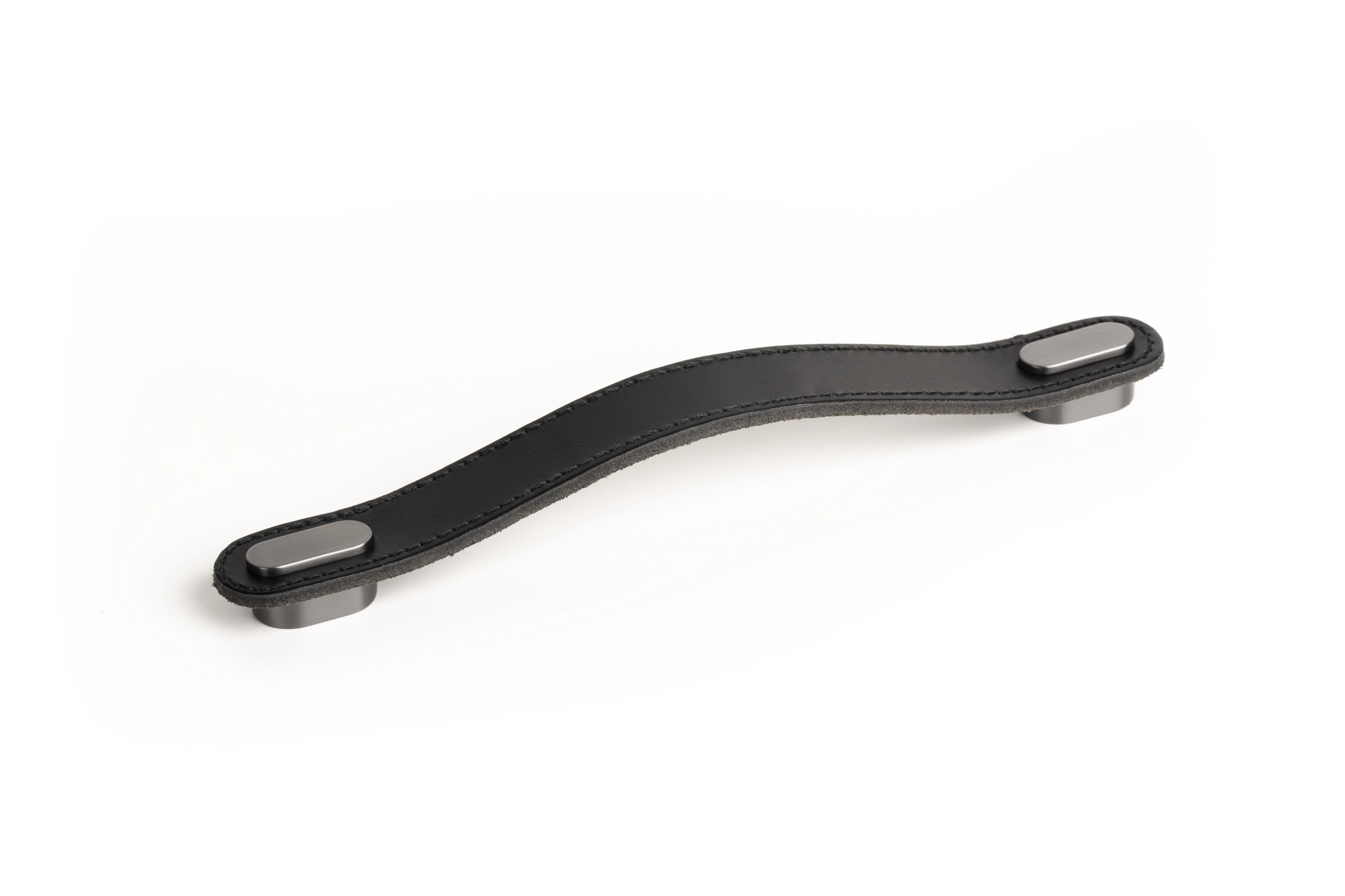 Viefe OBLONG fogantyú 160 mm, bőr-fém, fekete bőr + fényes szürke