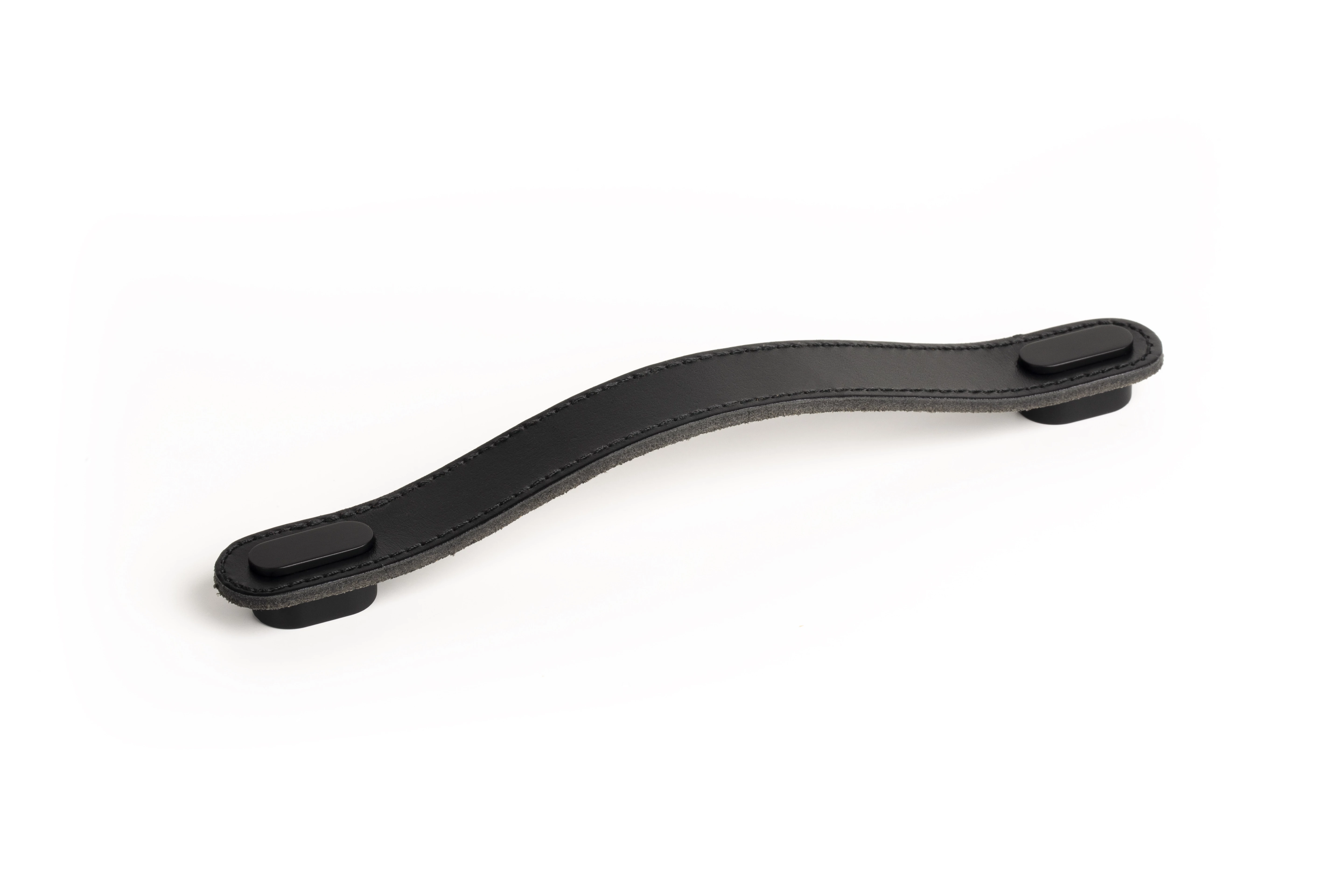 Viefe OBLONG fogantyú 160 mm, bőr-fém, fekete bőr + matt fekete
