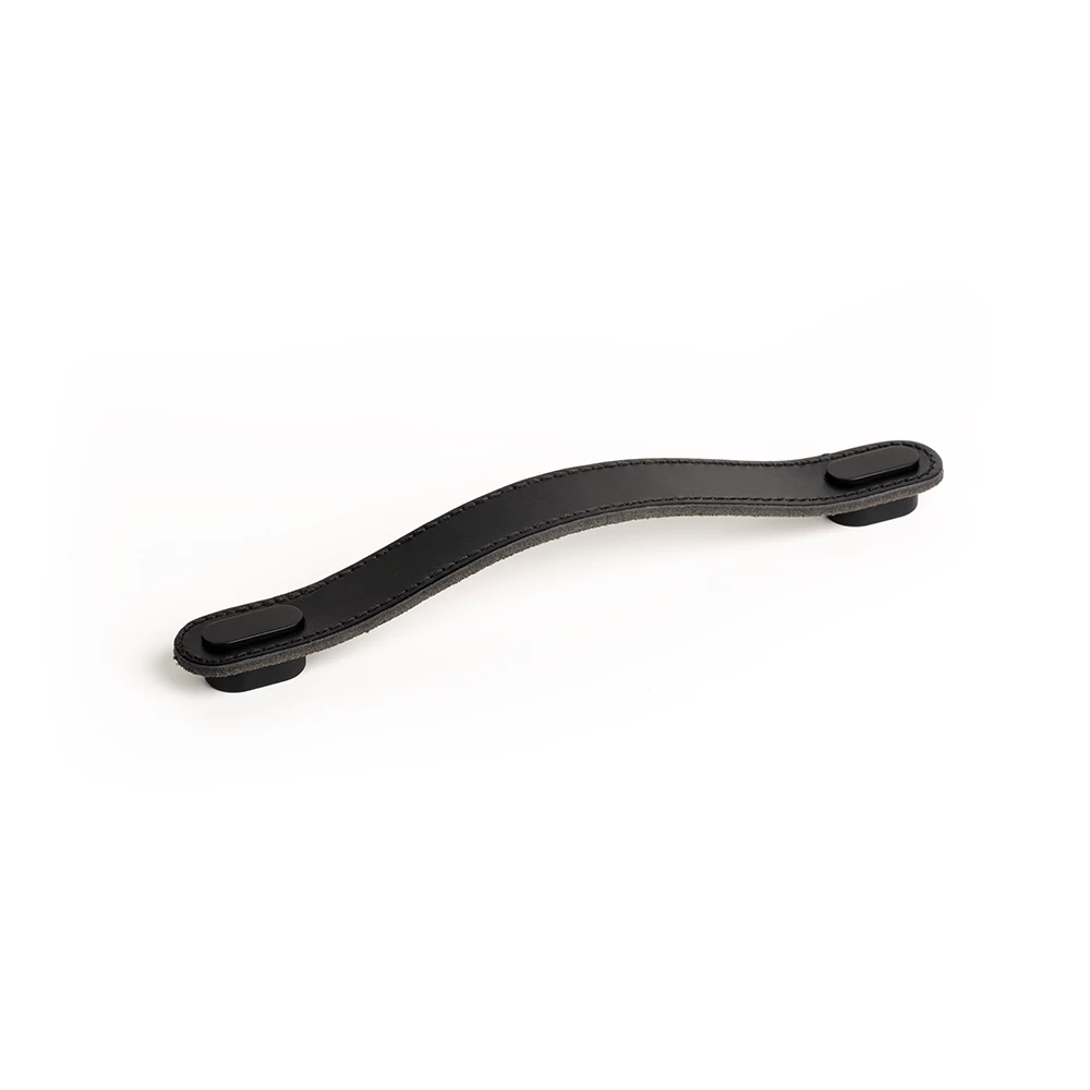Viefe OBLONG fogantyú 160 mm, bőr-fém, fekete bőr + matt fekete